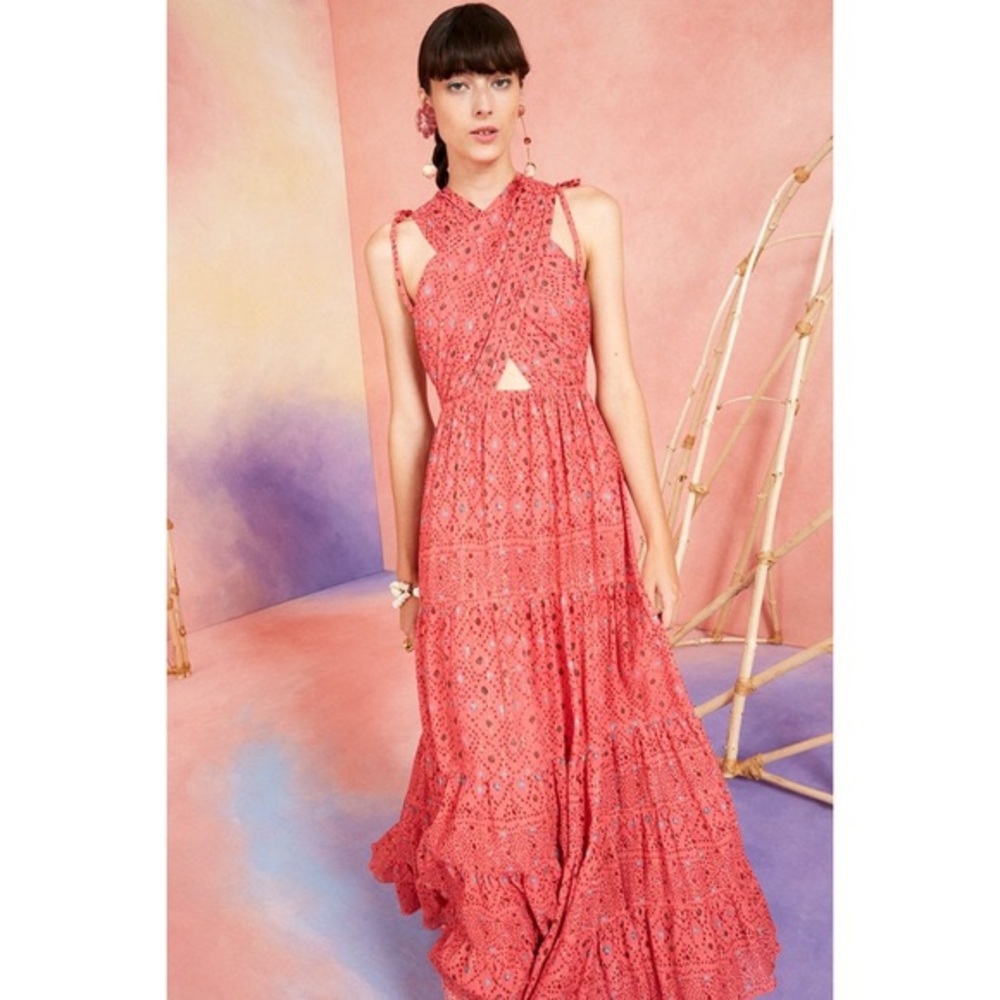 NWT Ulla Johnson Karima Metallic Cutout Maxi Dress